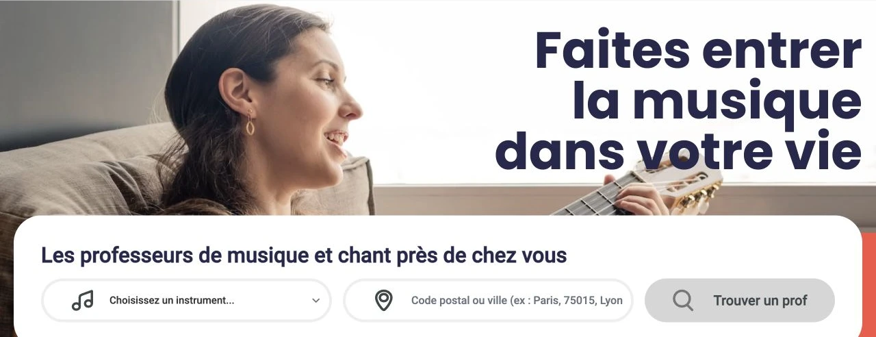 Capture du site Allegro Musique : présentation des cours et recherche de professeurs de musique à domicile
